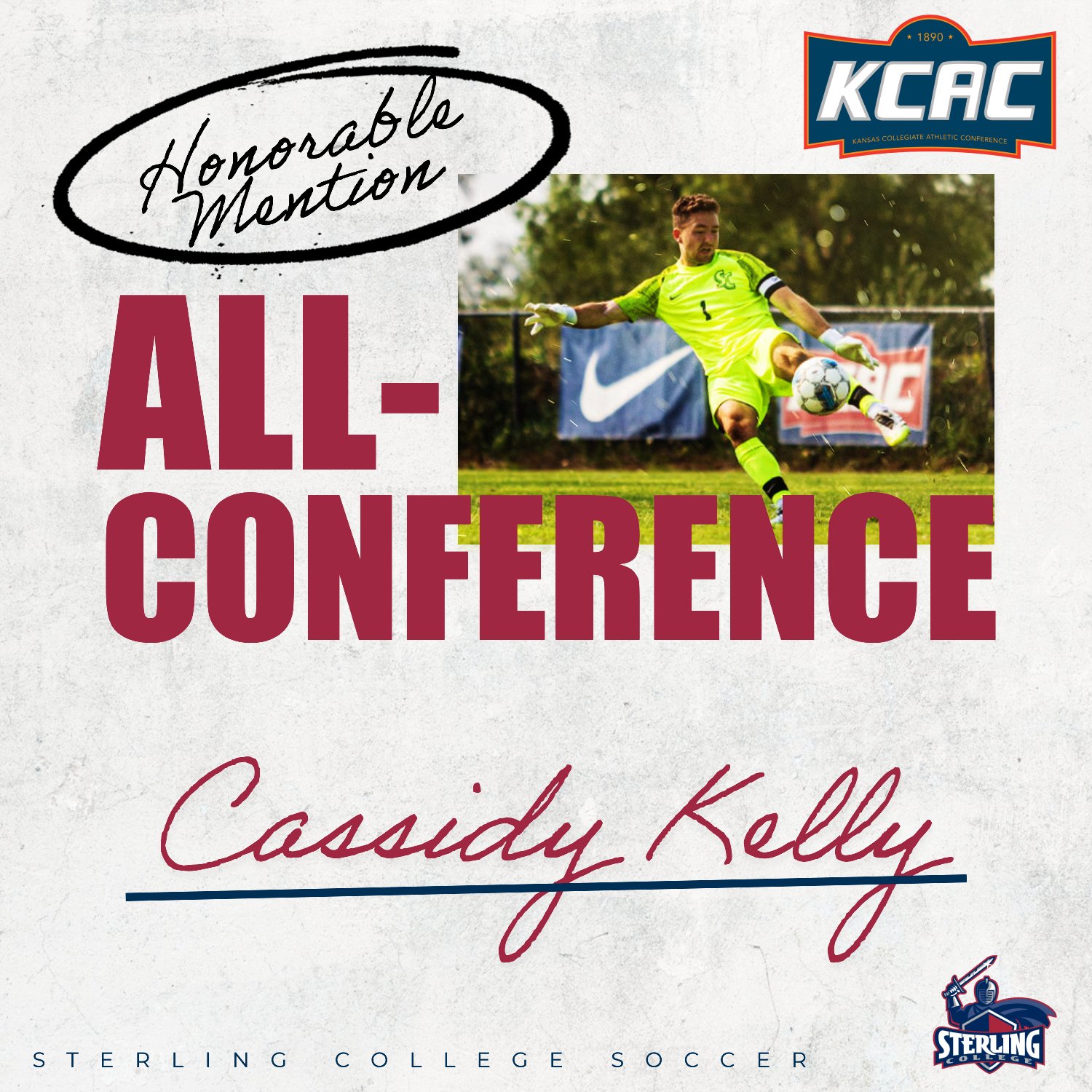 Kelly earns KCAC All-Conference Honorable Mention